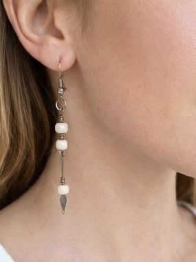 REIMAGINED Milk Glass Bead Hook Dangle Earrings
